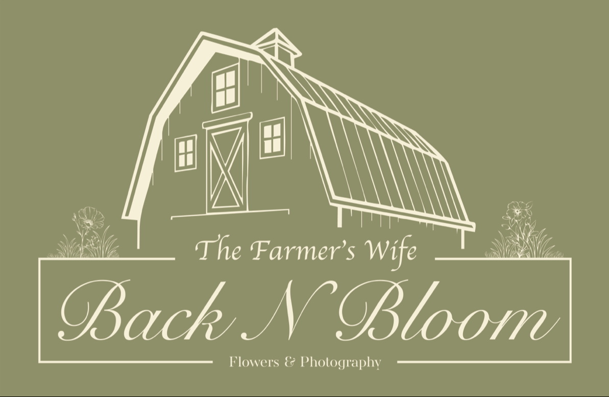 Final color floral shop logo for The Farmer's Wife Back N' Bloom