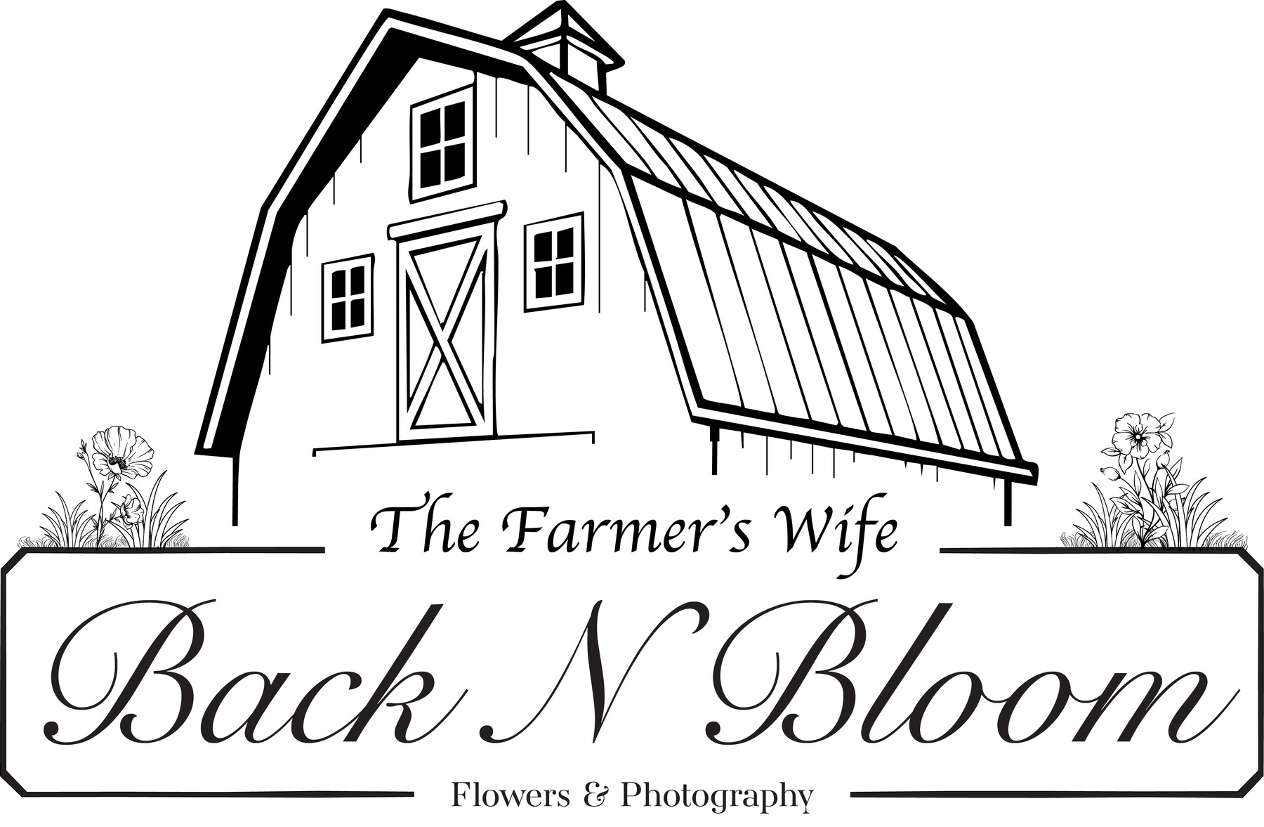 Refined black and white floral shop logo