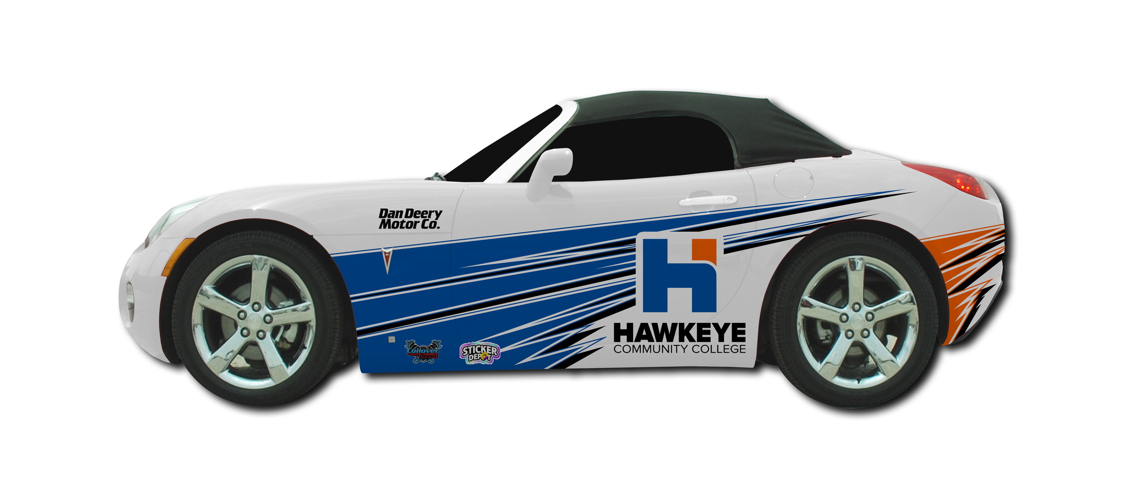 Final blue Hawkeye drift car livery side view