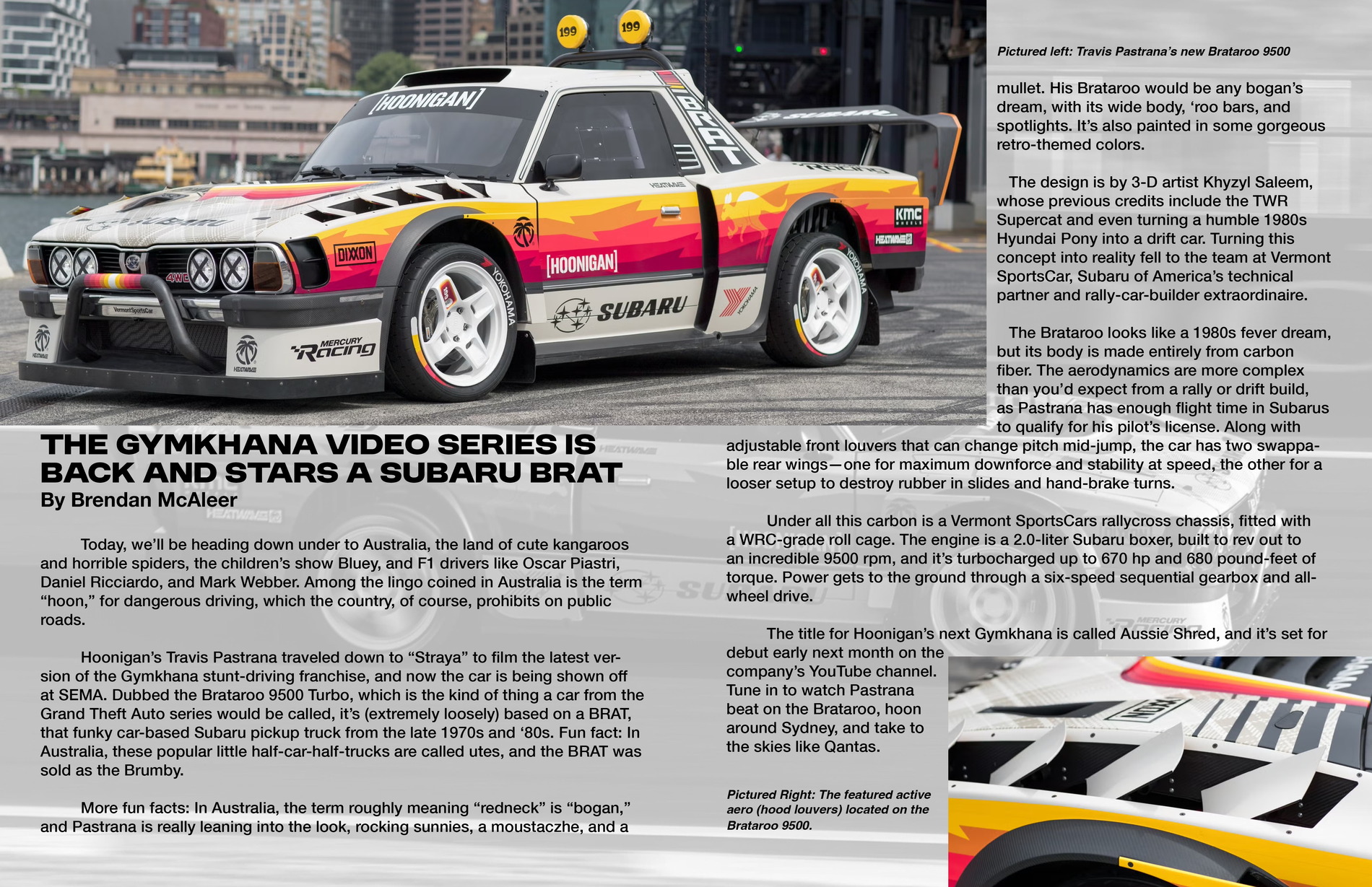 Final process version of automotive magazine spread