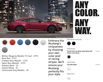 Mustang booklet color options page