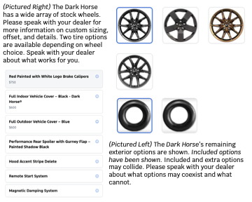 Mustang booklet wheel and tire options page