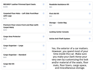 Mustang booklet interior options page
